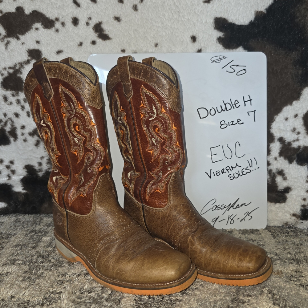 Double H Tan and Brown Western Boots